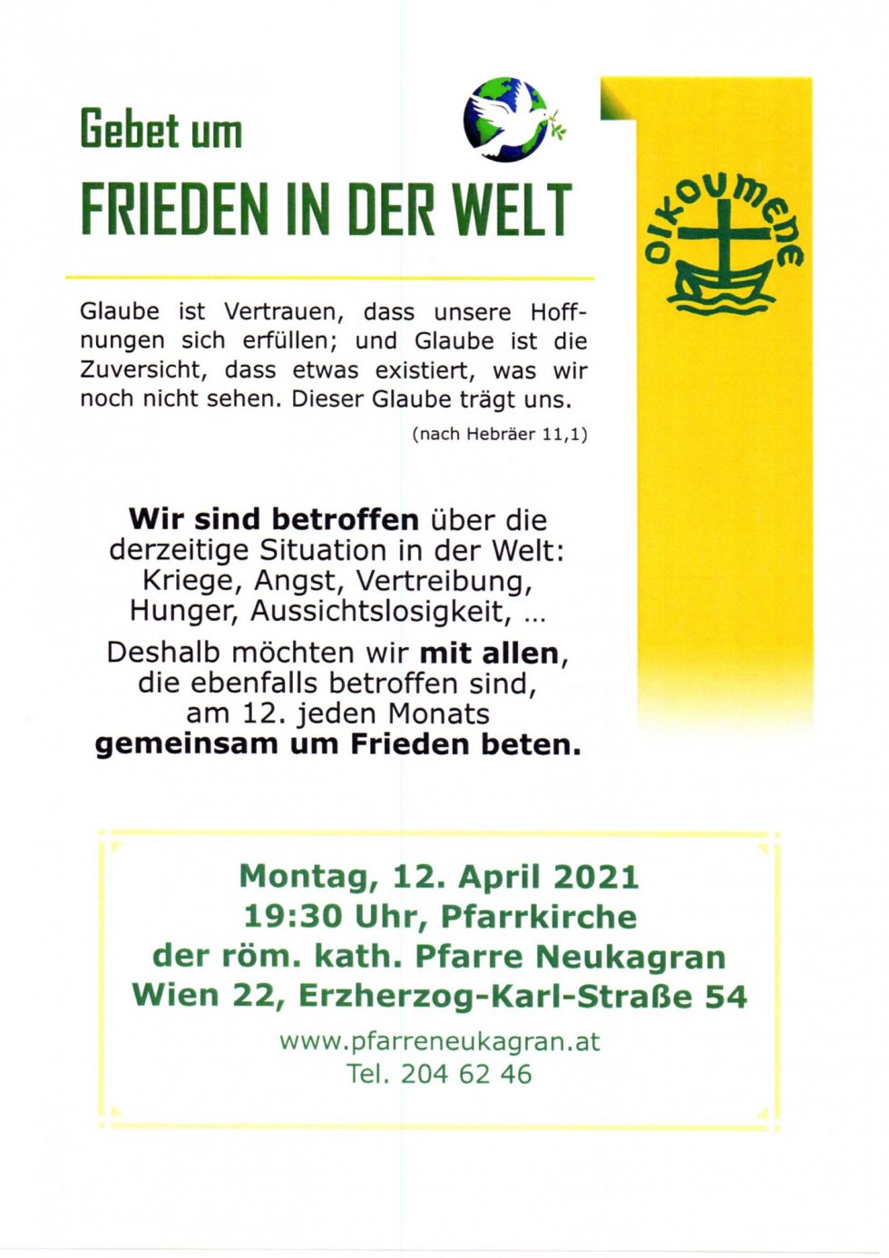 Friedensgebet Pfarre Neukagran